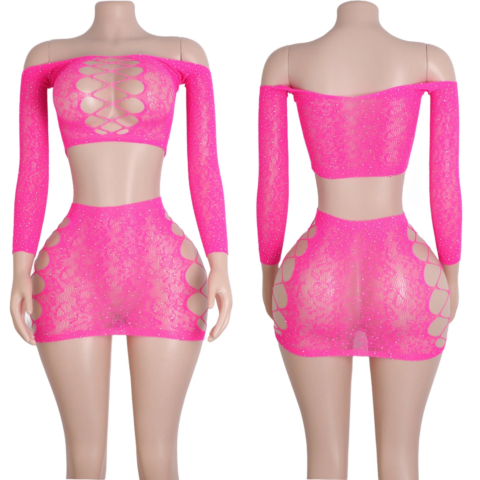 Elegant Bra Skirt Set Exotic Dancewear