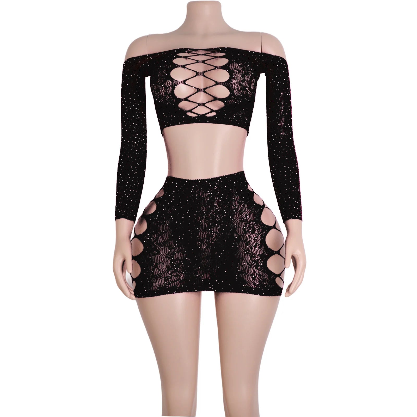 Elegant Bra Skirt Set Exotic Dancewear
